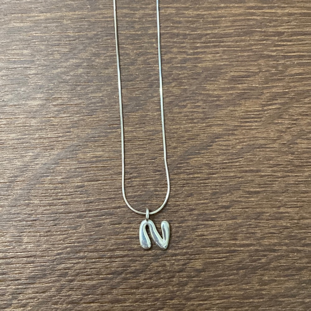 Wolf Circus Sterling Silver Alphabet Bubble Letter N Necklace